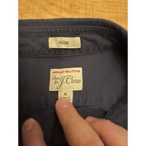 J. Crew Men Medium Slim Fit Button Down Shirt Navy Blue Pocket Cotton
